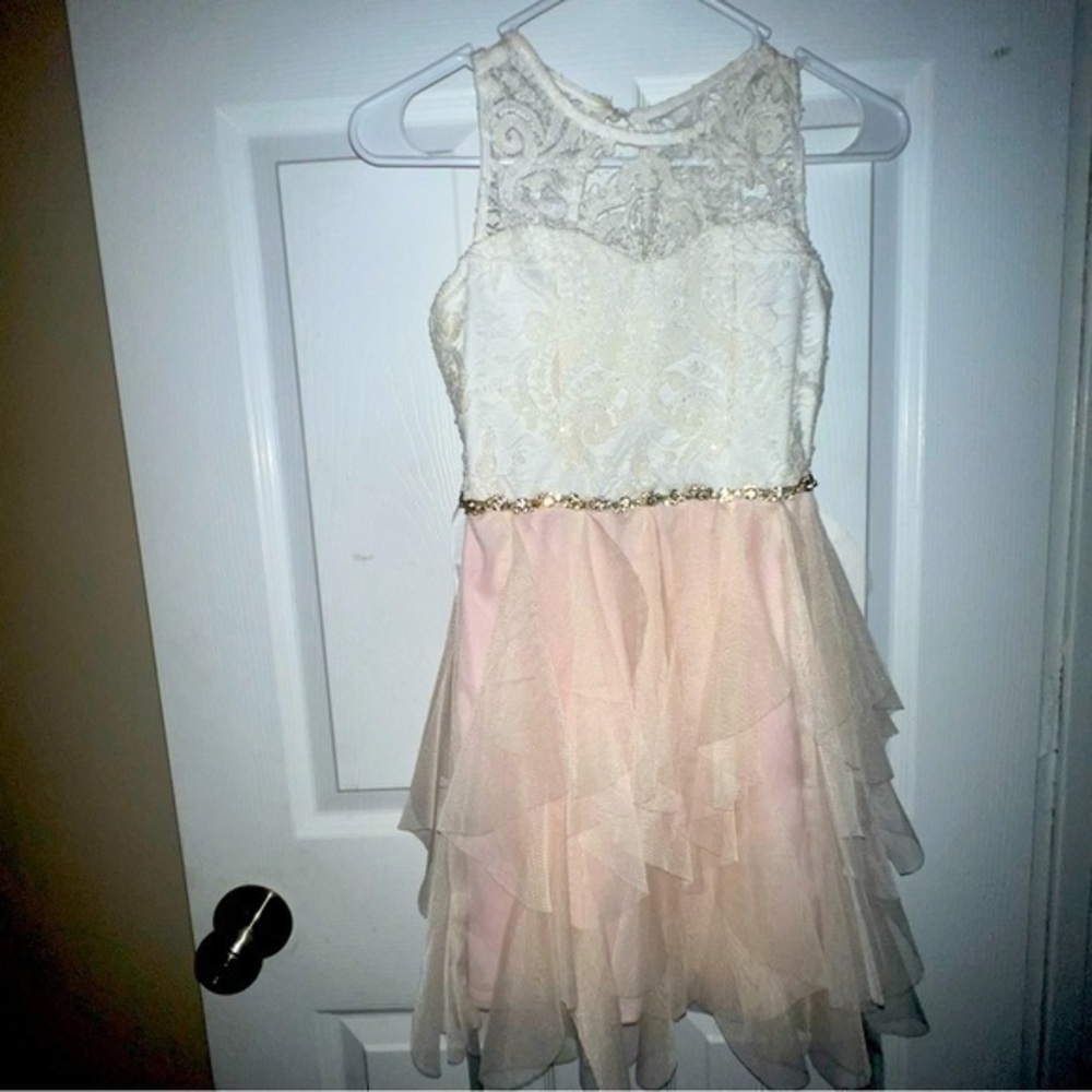 Girls Formal White & Pink Dress Size 10 by Tween Diva